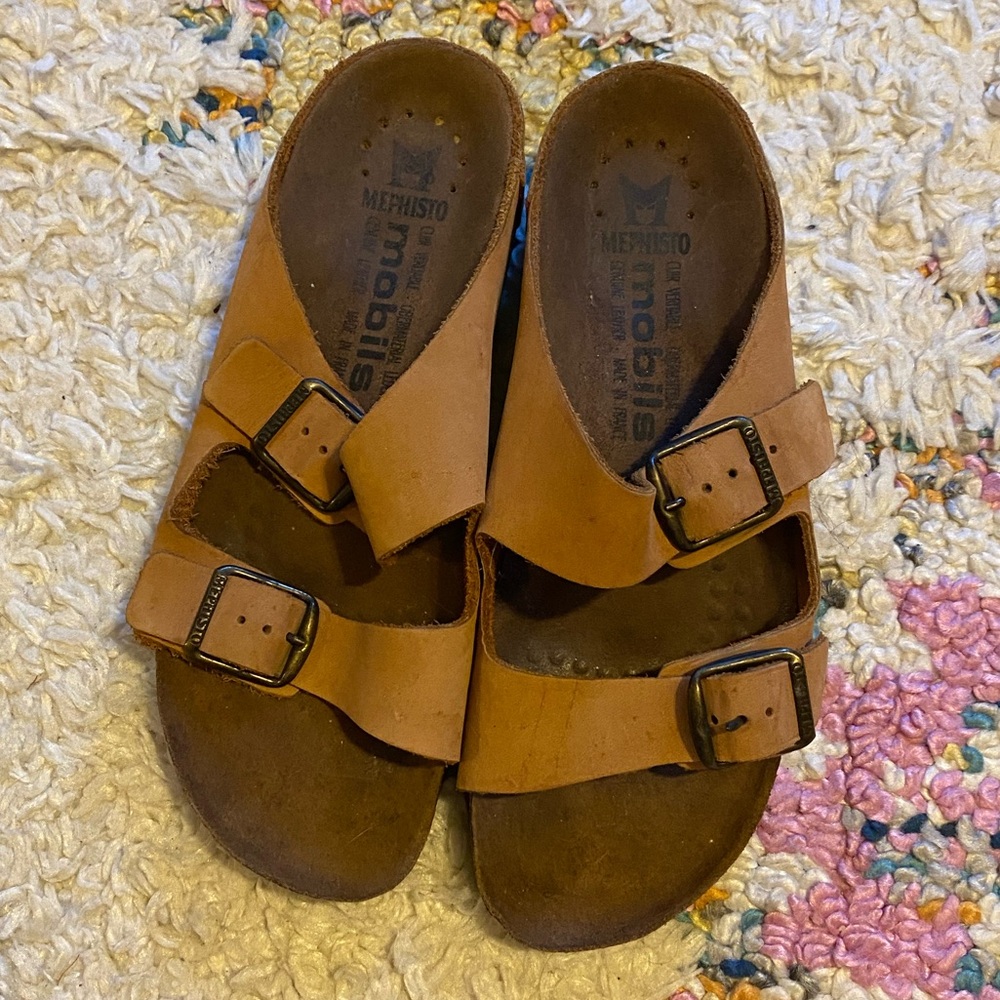 Mephisto Brown Leather Sandals